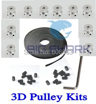 10pcs*20 teeth GT2 Timing Pulley Bore 5mm + 5M GT2 timing Belt +20*M3 screws +1*Allen Key for RepRap Prusa i3 Mendel 3D printer