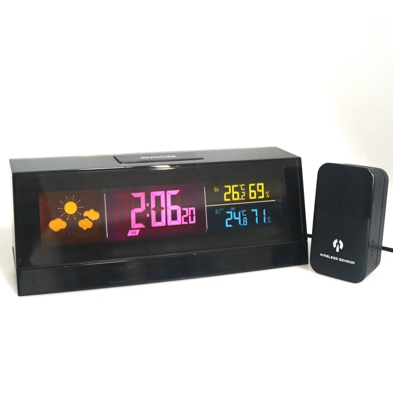 New Cube shaped wireless weather station clock IN/Outdoor thermometer hygrometer with remote sensor RF 433mhz