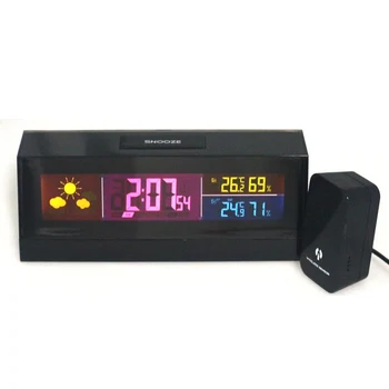 New Cube shaped wireless weather station clock IN/Outdoor thermometer hygrometer with remote sensor RF 433mhz