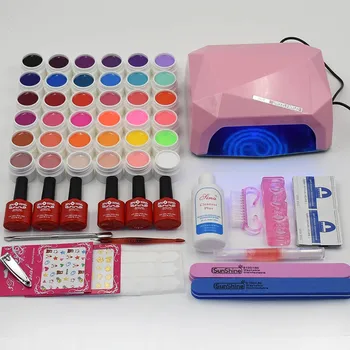 Nail art pro full tools sets UV lamp & 36pcs pure colors soak off UV gel nail polish base&top coat gel manicure pedicure kits