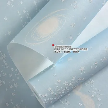 Beibehang Genuine high-end children's environmental wallpaper bedroom wallpaper baby Galaxy moon and the stars 3d wallpaper