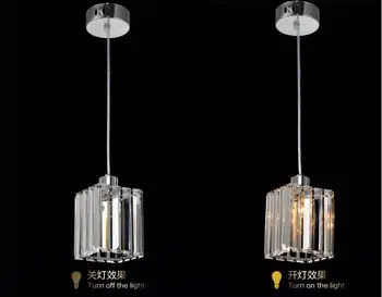 Modern Pendant Chandelier 15W LED Crystal Pendant Lamp Three Head Disc Tray and Rectangular Plate Optional Dia10cm,Height 80cm