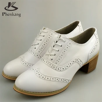 Genuine leather big woman shoes US size 9 designer vintage High heels round toe handmade white pumps 2017 sping with fur