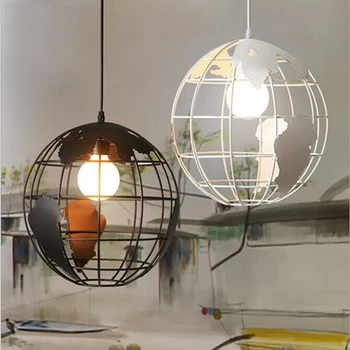 New Creative Modern Globe Pendant Lights Black/White Color Pendant Lamps for Bar/Restaurant Hollow Ball Ceiling Fixtures