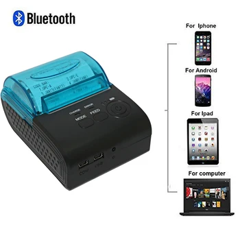 5pcs/lot Portable Mini 58mm Wireless Bluetooth Thermal Printer Pocket Mobile POS Thermal Receipt Printer for Android IOS Mobile