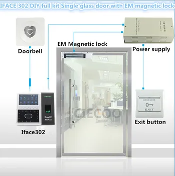 Face recognition iface302 RFID card reader for single glass door DIY full kit with electromagnet lock em lock LZ bracket CE SDK