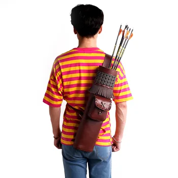 Hunting Bow Archery Arrow Pot Archery Bag Leather Quiver for Arrows