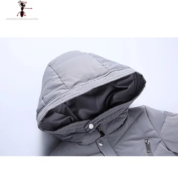 Boys Cotton Long Solid Hood Black Gray Army Zipper Casual Warm Winter Children Russia Coats for Kid 2557