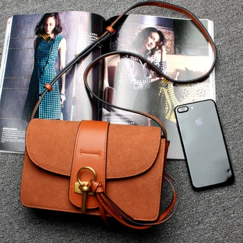 QIAOBAO 2017 Newest Cowhide Leather handbag tide leather shoulder bag retro bag small square female leather camera bag simple