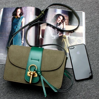 QIAOBAO 2017 Newest Cowhide Leather handbag tide leather shoulder bag retro bag small square female leather camera bag simple