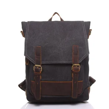 Fashion Men Women Business Travel School Canvas Backpack Casual Backpacks Daypack Mochila With Leather