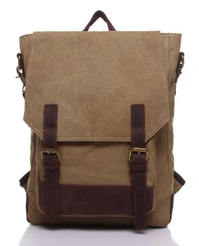 Fashion Men Women Business Travel School Canvas Backpack Casual Backpacks Daypack Mochila With Leather