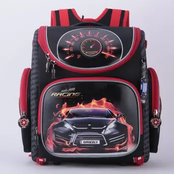 NEW 2017 Cartoon Red Racing Cars Children's Backpack with a Knight School Bag for Boys Orthopedic Backpack School Portfolio