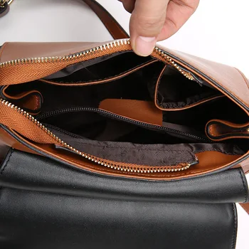 Women Messenger Bags Fashion Genuine Leather Ladies Shoulder Bags Famous Brand Casual Rivets Handbag Tote