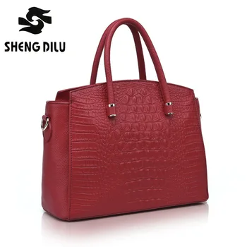Handbag shengdilu brand new 2017 women High-end genuine leather tote shoulder Alligator veins Messenger bag