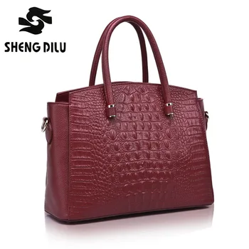 Handbag shengdilu brand new 2017 women High-end genuine leather tote shoulder Alligator veins Messenger bag