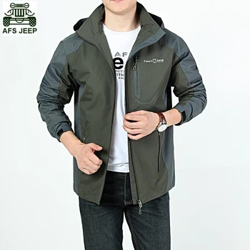 AFS JEEP Brand Men Hunting Clothes Camping Hiking Outdoor Fishing Climbing Clothing Hoodie SoftShell Jacket Waterproof Windproof