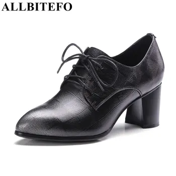 ALLBITEFO new spring genuine leather pointed toe mixed colors women pumps fashion brand party shoes sapatos femini