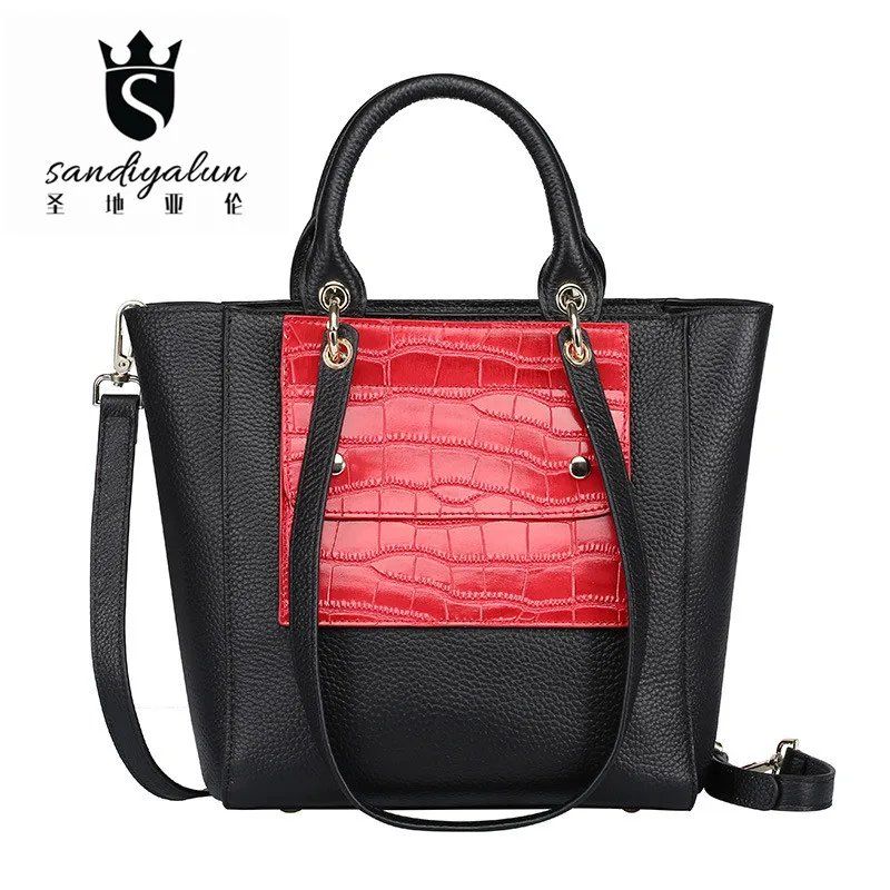 Genuine Leather Handbags 2017 Crocodile Pattern Ladies Shoulder Bag Fashion Crossbody Bags Famous Brand Designer Bags