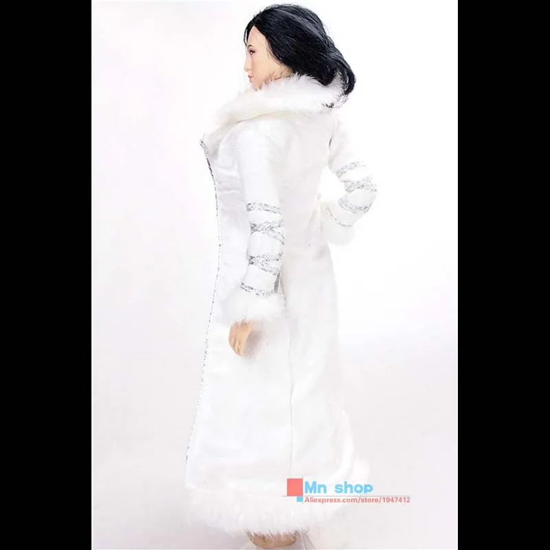 PHICEN 1/6 Figure Accessory Beautiful White Long Down Jacket for Female Figure PHICEN Doll Action Figure Toys
