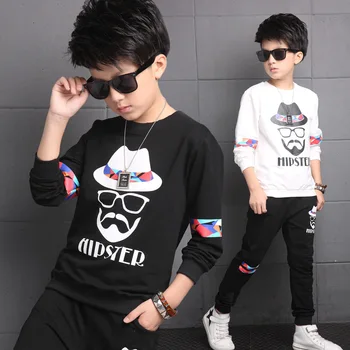 Children's clothing spring big boys shirt + pant 2pcs,kids cotton casual sweater twinset baby boy clothes Europe top 4-14Y