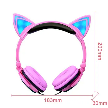 New Foldable Flashing Glowing cat ear headphones Gaming Headset Earphone with LED light For PC Laptop Computer Mobile Phone P0.2