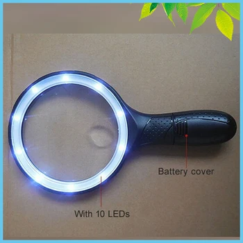 10 PCS LED Illuminated Magnifying Glass Big Lens Handle Magnifier with LED