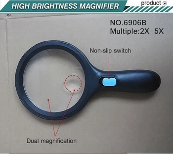 10 PCS LED Illuminated Magnifying Glass Big Lens Handle Magnifier with LED