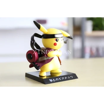 XINDUPLAN Pikachu cosplay Naruto Immortal mode Anime Pocket Monsters Cute Action Figure Toys 13cm PVC Model Cartoon Doll 0937