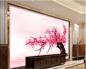 Romantic pink cherry blossoms reflection classic wallpaper for walls Home Decoration custom 3d photo wallpaper