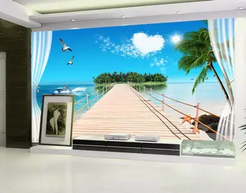 Custom 3d wallpaper murals Sea View window Photo wallpaper custom wallpaper TV setting wall of sitting room sofa