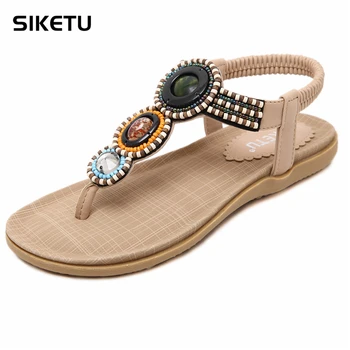 SIKETU Brand Summer Sandals Women Fashion Beading PU Leather Platform Wedges Sandals Female beach Shoes women sandal