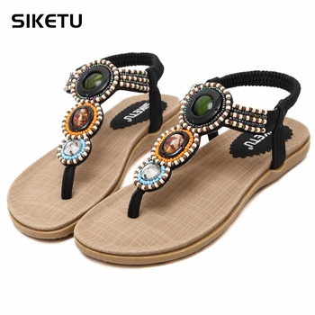 SIKETU Brand Summer Sandals Women Fashion Beading PU Leather Platform Wedges Sandals Female beach Shoes women sandal