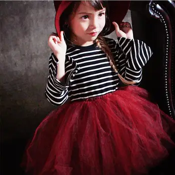 Girls dress 2017 Autumn Winter England Korean style girls clothes Holiday party wear lace girls dress Birthday gifts for girl