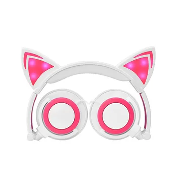 Fashion Stylish Cat Ear Headphones for Computer Games Headset Earphone with LED light For PC Laptop Computer Mobile Phone PE22