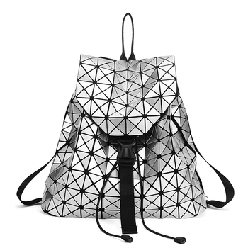 Fashion Women Drawstring Backpack Diamond Lattice Geometry Quilted Ladies Backpack Sac Bag For Teenage girl Bao Bao School Bags