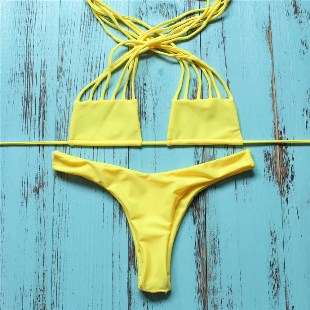 Swimwear Women 2017 Brazilian Bikini Set Bandage Bikini Sexy Beach Swimwear Women Swimsuit Bathing Suit Mini Thong Bikinis G020
