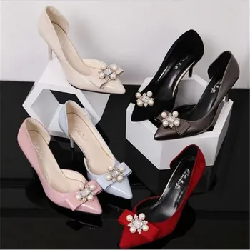 Extreme Thin Heel Shoes Woman Sexy High Heels Pumps Black Shoes Woman Pointed Toe High Heels Rivets Shoes Women Wedding Pumps