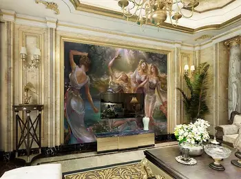 Custom 3d photo wallpaper 3d wall murals wallpaper European beauty painting TV setting wall paper 3d living room wall decoration