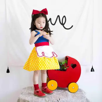 Cinderella Girl Dress 2017 New Brand Designer Child Party Princess Clothing Cotton Sleeveless Dresses Snow White 2-7Y