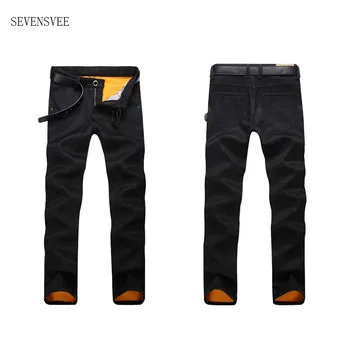 AlexNamgyal 2016 Jeans men thickening plus cashmere jeans mens straight business casual warm long pants men's trousers  CHOLYL