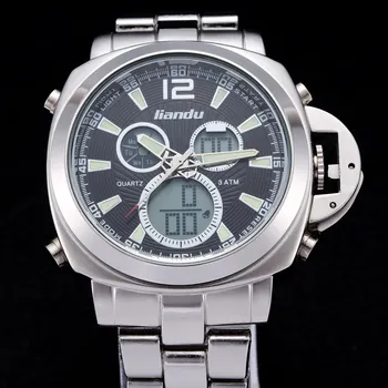 Luxury Brand Men Military Sports Watch Digital LED Alarm Multi-functional Quartz watch Waterproof male Alloy strap clock hours
