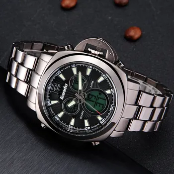 Luxury Brand Men Military Sports Watch Digital LED Alarm Multi-functional Quartz watch Waterproof male Alloy strap clock hours