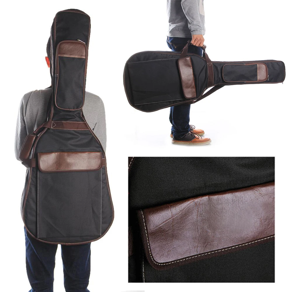 Black Folk Acoustic Guitar Gig Bag Case PU Padded Waterproof for 39 40 inch guitar accessories Hand Shoulder Canvas Accessories