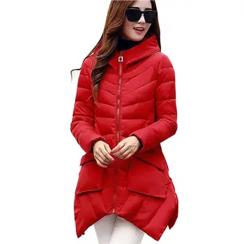 Women cotton coat winter cloak warm long cotton coat hooded plus size loose parka jacket thicken cotton-padded coat jacket kl372