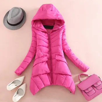 Women cotton coat winter cloak warm long cotton coat hooded plus size loose parka jacket thicken cotton-padded coat jacket kl372