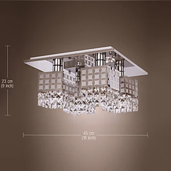 Crystal Chandelier Stainless Steel Square Living Room Bedroom Ceiling Lamp