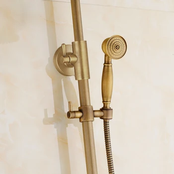 Newly Vintage Antique Brass Shower Faucet Set Rainfall Shower Head W/ Ceramics Hand Showe Retro Wall Mount