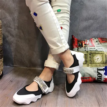 2017 Mixed Color Cozy Flats Spring&Summer Crystal Hook & Loop Shoes Woman Luxury Bling Casual Women Shoes Lazy Shoes Mujer Flats