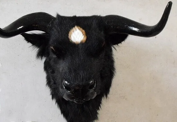 New creative simulation yak head toy lovely handicraft black yak head gift Furnishing articles about 56x38x50cm